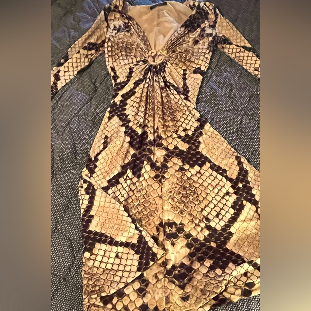 “Robert Cavalier”(Italy)-snake print, beige and brown dress